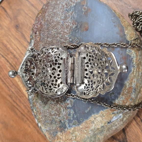 ART Arthur Pepper Silver Tone Filigree Purse Vintage Pendant Locket Necklace - Picture 4 of 9